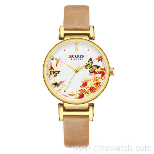 CURREN 9053 Classic Fashion Women's Wrist Watches Leather Quartz Casual Watch Fancy Charm Dress Ladies Japanese Movement Clock